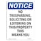 Signmission OSHA Notice Sign, 10" Height, Rigid Plastic, No Trespassing Soliciting Or Sign, Portrait OS-NS-P-710-V-15016 - alternate 1